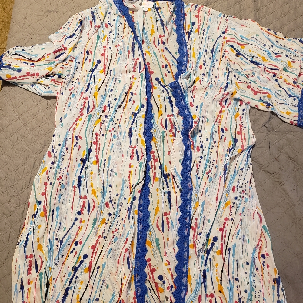 Lularoe Paint Splatter Chloe Kimono XL